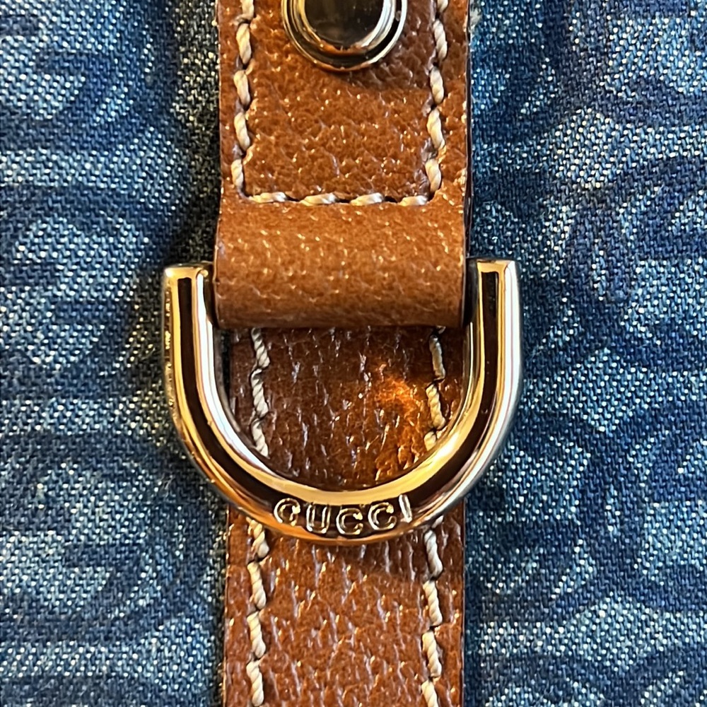Gucci logo blue canvas with leather trim. - Picture 3 of 9
